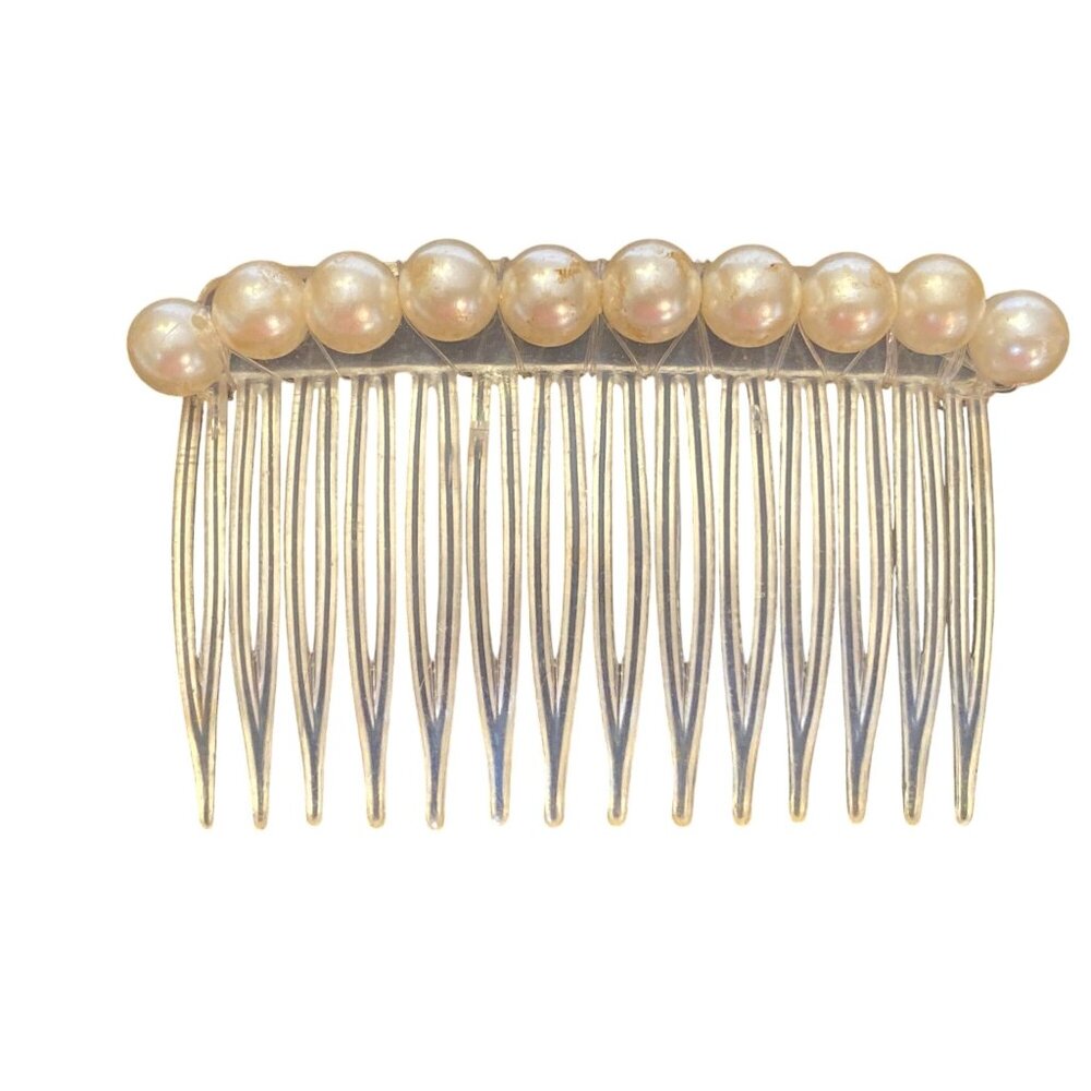 VTG White Pearl Hair Comb Accessories Wedding Bridal Veil Evening